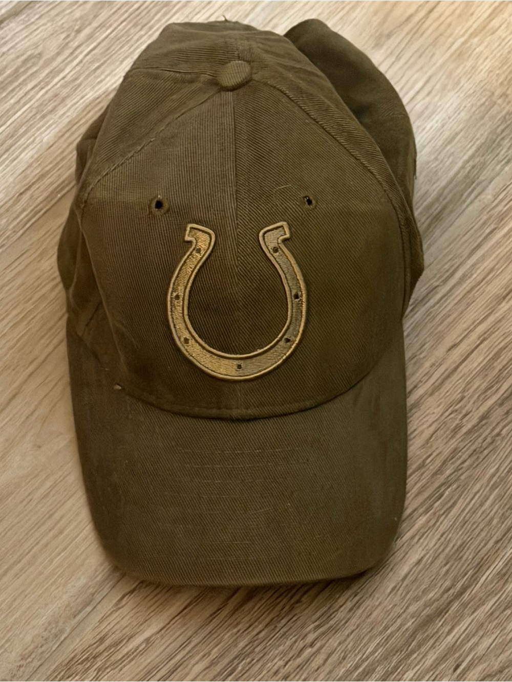 New Era Indianapolis Colts Dark Khaki Tan Adjustable Baseball Cap Hat Vtg NFL